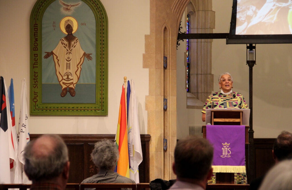 Speaker in the Sr. Thea Bowman Chapel